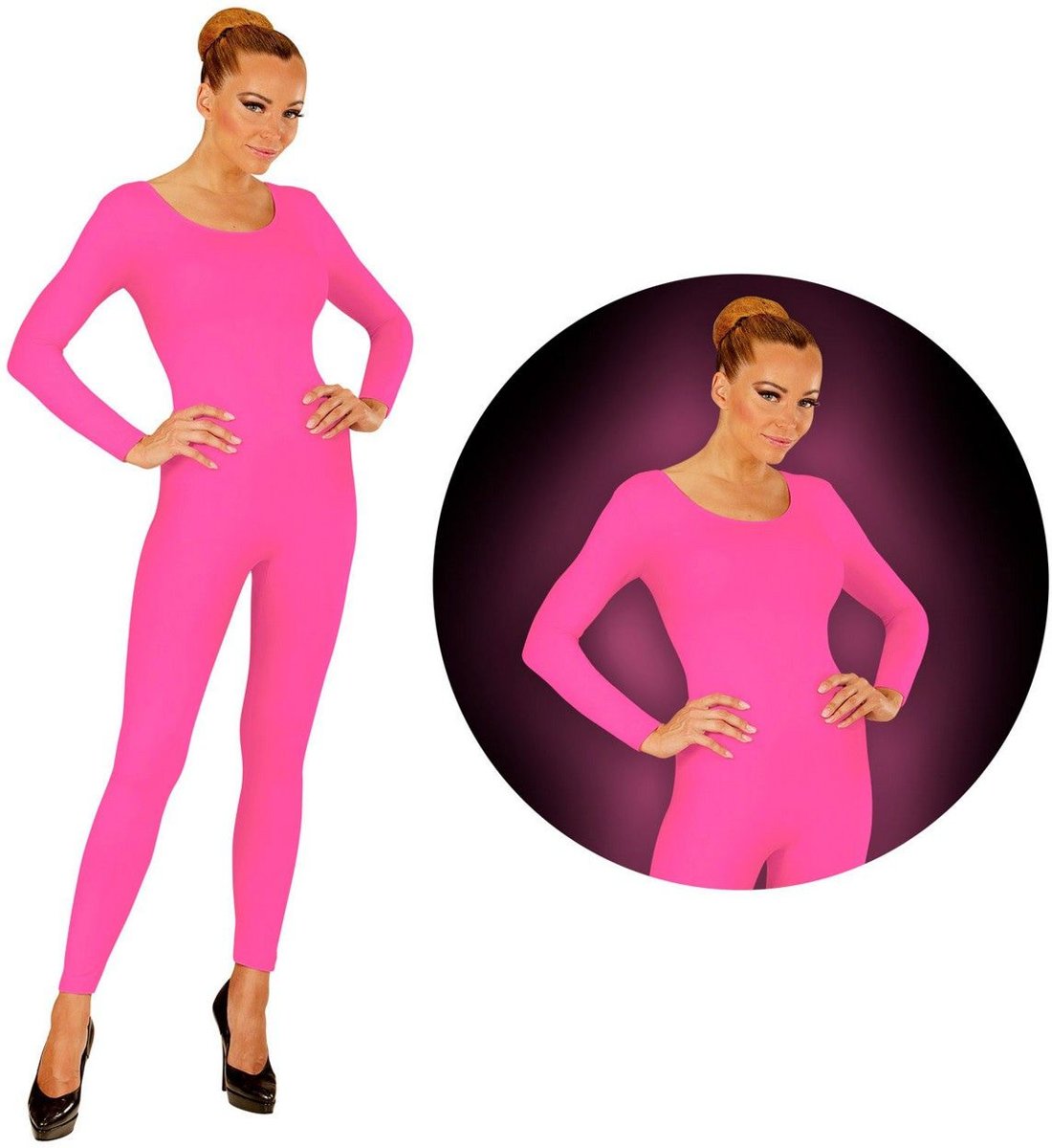 Neon Roze Bodysuit Glow | Vrouw | Medium / Large | Carnaval kostuum | Verkleedkleding